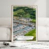 01 - Framed Guilford Connecticut Yacht Club Watercolor Wall Art leaning against couch - Portrait.jpg