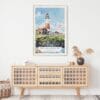 02 - Montauk lighthouse Watercolor Art Print Hanging above Shelf.jpg