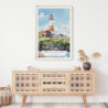 02 - Montauk lighthouse Watercolor Art Print Hanging above Shelf.jpg