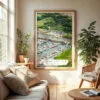 04 - Guilford Connecticut Yacht Club Watercolor Wall Art in Boho Living Room.jpg