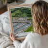 05 - Woman Holding Framed Guilford Connecticut Yacht Club Watercolor Wall Art - Portrait.jpg