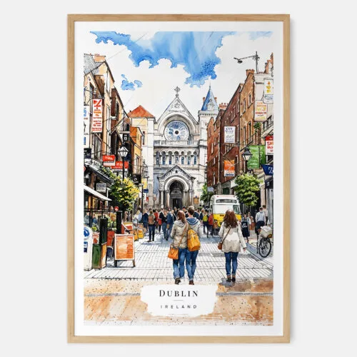 00 - Dublin Ireland Watercolor Art Print - Main - Wood Frame.jpg