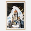 00 - Mumbai BMC Building Watercolor Art Print - Main - Wood Frame.jpg