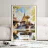 01 - Framed Chiang Mai Doi Suthep Watercolor Wall Art leaning against couch - Portrait.jpg