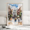 01 - Framed Dublin Ireland Watercolor Wall Art leaning against couch - Portrait.jpg