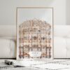 01 - Framed Jaipur Palace of the winds Watercolor Wall Art leaning against couch - Portrait.jpg