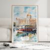 01 - Framed Mumbai Taj Mahal Palace Watercolor Wall Art leaning against couch - Portrait.jpg