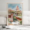01 - Framed Penang Malaysia Watercolor Wall Art leaning against couch - Portrait.jpg