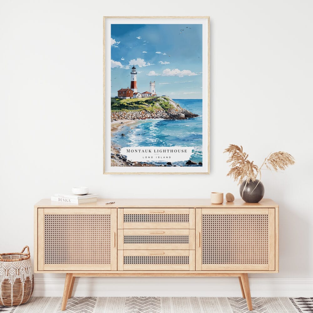 02 - Montauk lighthouse Long Island Watercolor Art Print Hanging above Shelf.jpg 02 - Montauk lighthouse Long Island Watercolor Art Print Hanging above Shelf.jpg