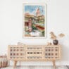 02 - Penang Malaysia Watercolor Art Print Hanging above Shelf.jpg