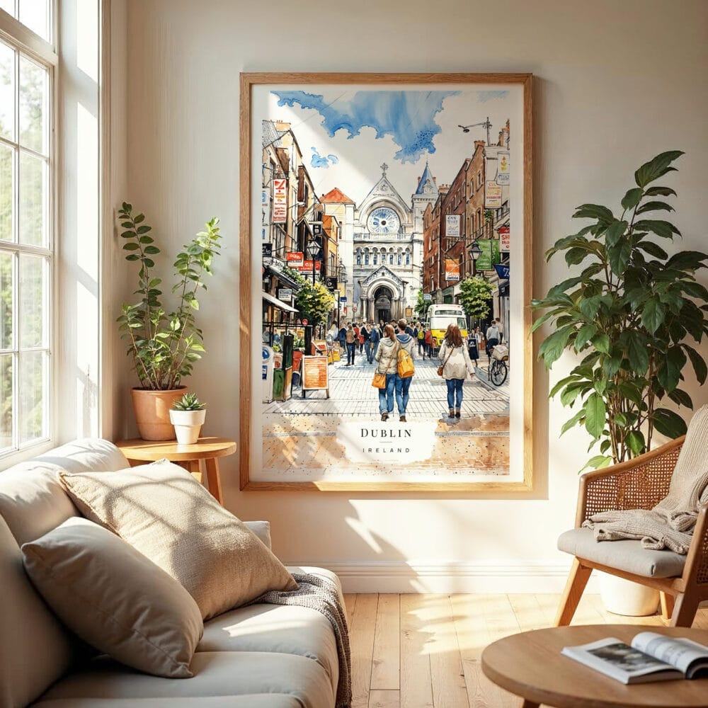 04 - Dublin Ireland Watercolor Wall Art in Boho Living Room.jpg 04 - Dublin Ireland Watercolor Wall Art in Boho Living Room.jpg