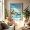 04 - Montauk lighthouse Long Island Watercolor Wall Art in Boho Living Room.jpg