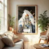 04 - Mumbai BMC Building Watercolor Wall Art in Boho Living Room.jpg