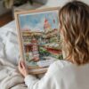 05 - Woman Holding Framed Penang Malaysia Watercolor Wall Art - Portrait.jpg