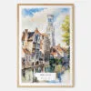 00 - Bruges Belgium Watercolor Art Print - Main - Wood Frame.jpg