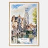 00 - Bruges Belgium Watercolor Art Print - Main - Wood Frame.jpg