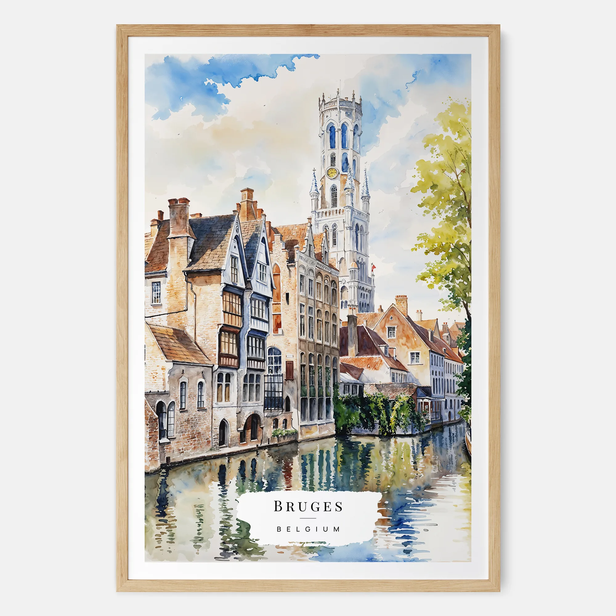 Bruges Belgium Watercolor Art Print