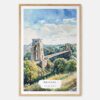 00 - Clifton Bridge Bristol Watercolor Art Print - Main - Wood Frame.jpg