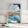 01 - Framed Monaco France Watercolor Wall Art leaning against couch - Portrait.jpg