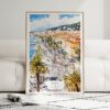 01 - Framed Nice French Riviera Watercolor Wall Art leaning against couch - Portrait.jpg