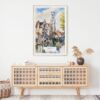 02 - Bruges Belgium Watercolor Art Print Hanging above Shelf.jpg