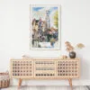 02 - Bruges Belgium Watercolor Art Print Hanging above Shelf.jpg