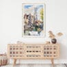 02 - Bruges Belgium Watercolor Art Print Hanging above Shelf.jpg