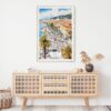 02 - Nice French Riviera Watercolor Art Print Hanging above Shelf.jpg