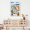 02 - Nice French Riviera Watercolor Art Print Hanging above Shelf.jpg