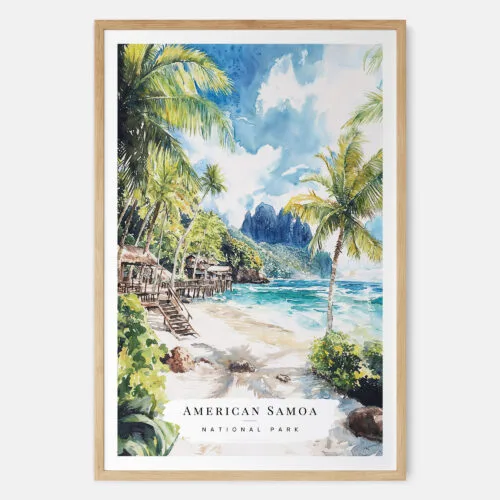 00 - American Samoa National Park Watercolor Art Print - Main - Wood Frame.jpg