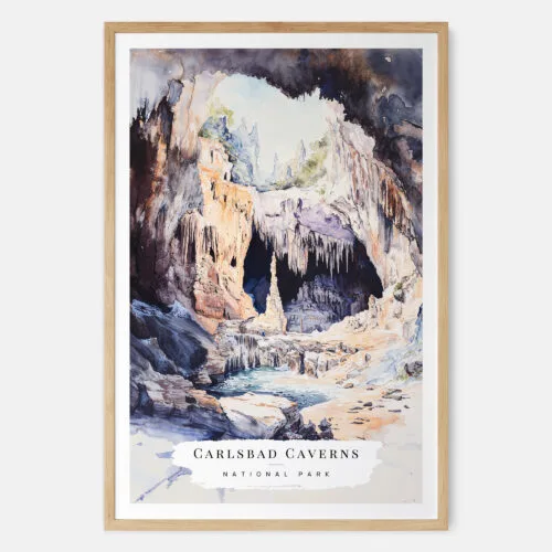 00 - Carlsbad Caverns National Park Watercolor Art Print - Main - Wood Frame.jpg