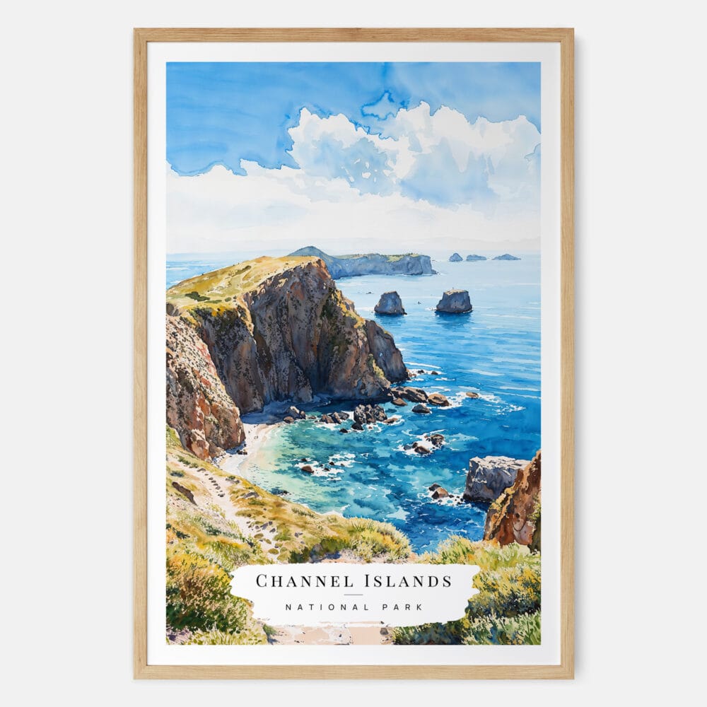 00 - Channel Islands National Park Watercolor Art Print - Main - Wood Frame.jpg