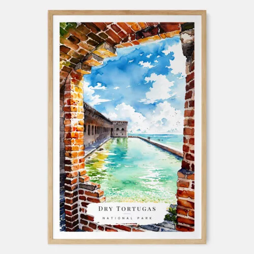 00 - Dry Tortugas National Park Watercolor Art Print - Main - Wood Frame.jpg