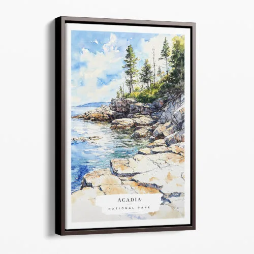 00 - Framed Acadia National Park Watercolor Canvas Print - Portrait - Main.jpg