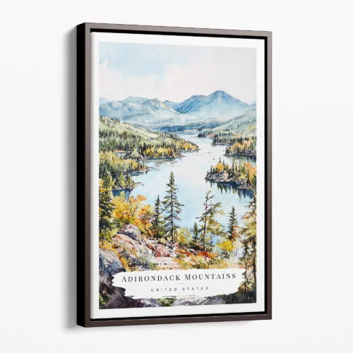 00 - Framed Adirondack Mountains Watercolor Canvas Print - Portrait - Main.jpg