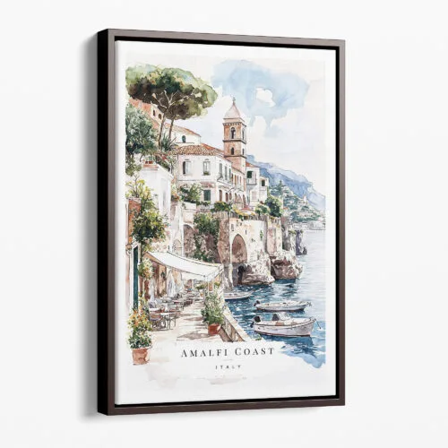 00 - Framed Amalfi - Watercolor Canvas Print - Portrait - Main.jpg