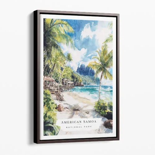 00 - Framed American Samoa National Park Watercolor Canvas Print - Portrait - Main.jpg