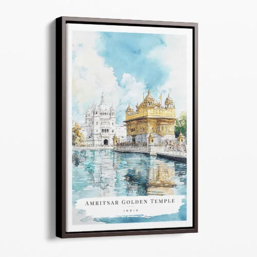 00 - Framed Amritsar Golden Temple Watercolor Canvas Print - Portrait - Main.jpg