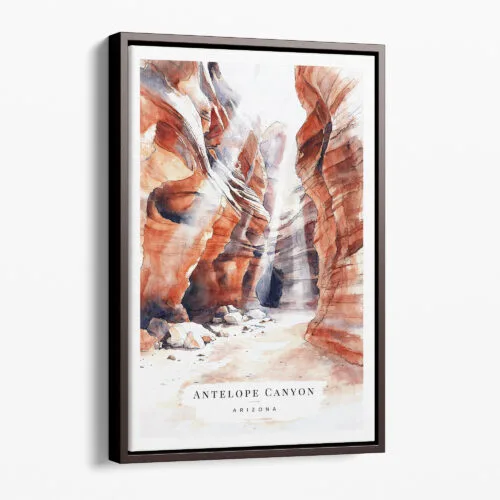 00 - Framed Antelope Canyon Watercolor Canvas Print - Portrait - Main.jpg