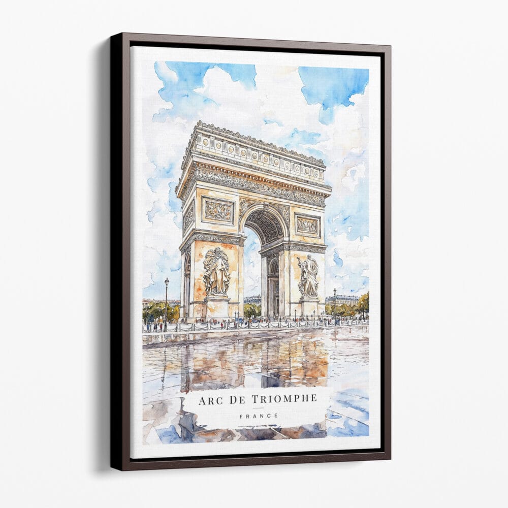 00 - Framed Arc De Triomphe Watercolor Canvas Print - Portrait - Main.jpg