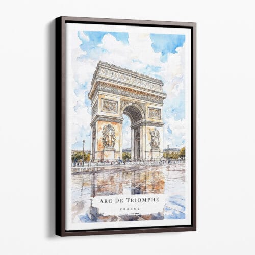 00 - Framed Arc De Triomphe Watercolor Canvas Print - Portrait - Main.jpg