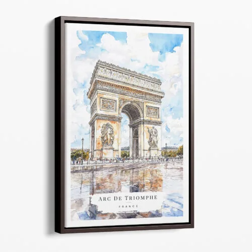 00 - Framed Arc De Triomphe Watercolor Canvas Print - Portrait - Main.jpg