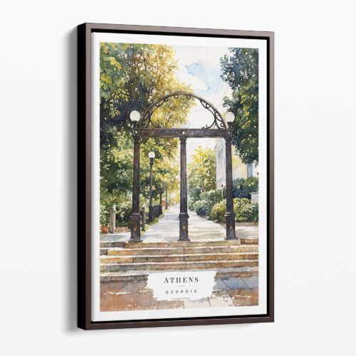 00 - Framed Athens Georgia Arch Watercolor Canvas Print - Portrait - Main.jpg