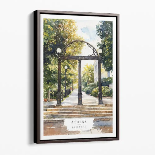 00 - Framed Athens Georgia Arch Watercolor Canvas Print - Portrait - Main.jpg