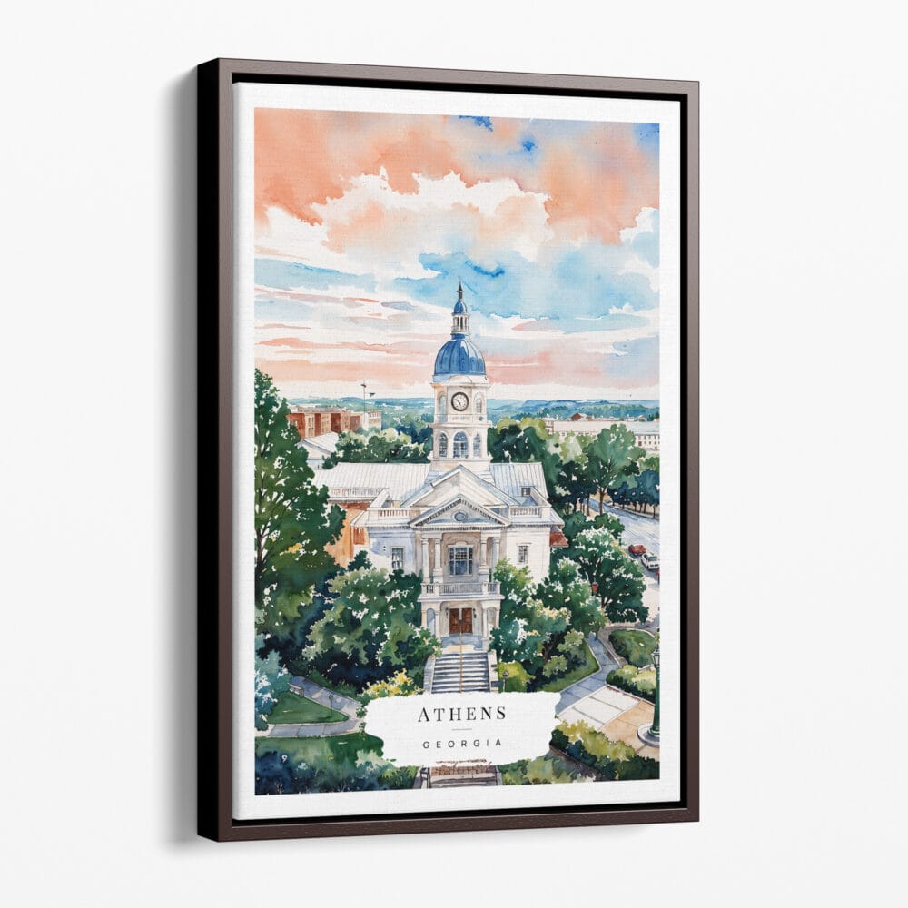 00 - Framed Athens Georgia Watercolor Canvas Print - Portrait - Main.jpg