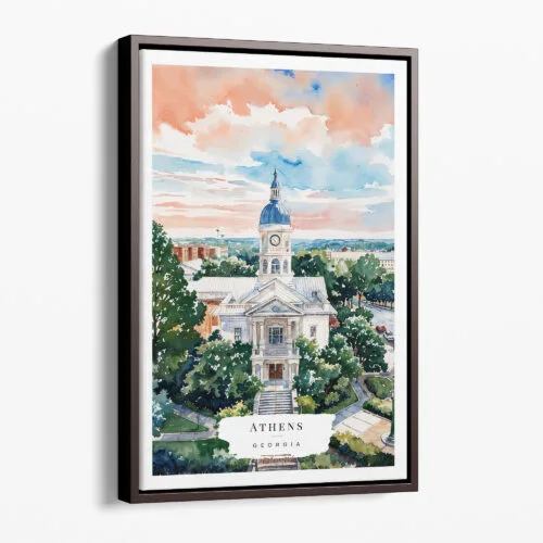 00 - Framed Athens Georgia Watercolor Canvas Print - Portrait - Main.jpg