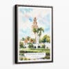 00 - Framed Balboa Park California Tower Watercolor Canvas Print - Portrait - Main.jpg