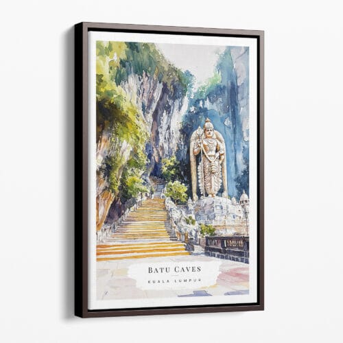 00 - Framed Batu Caves Watercolor Canvas Print - Portrait - Main.jpg