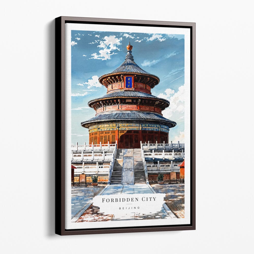 00 - Framed Beijing Forbidden City Watercolor Canvas Print - Portrait - Main.jpg