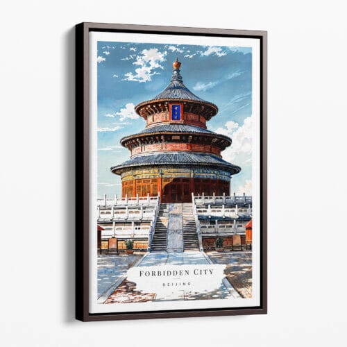 00 - Framed Beijing Forbidden City Watercolor Canvas Print - Portrait - Main.jpg